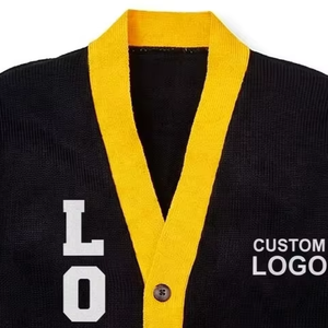 Nuevo 2026: Camiseta de punto informal para hombre, de alta calidad, transpirable, negra y dorada, con cuello en V y cierre de botones, ideal para hermandades universitarias. - Product Image 2