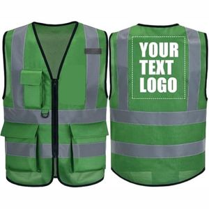 Chaleco de seguridad ligero reflectante para trabajadores de la construcción, chaleco de seguridad protector de malla transpirable verde neón - Product Image 4