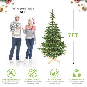 Albero di Natale Artificiale Abete Verde Preilluminato 7 Piedi, 941 Rami Misti PE/PVC, 400 Luci LED - Product Image 3