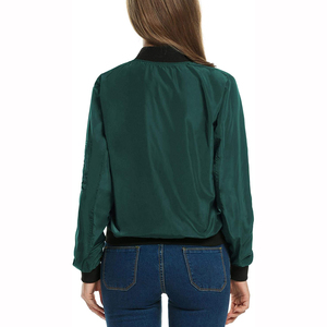 Chaqueta Varsity para Mujer, Gruesa, Verde Oscuro, con Cierre, Cortavientos, Informal, Elegante, con Puños Acanalados, Bolsillos, Corta y Transpirable - Product Image 3
