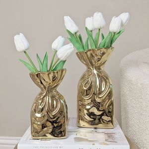 Decorative Aluminum Table <b>Vase</b> <b>Unique</b> Textured Metallic Desk Ornament Hotel & Wedding Decoration Wholesale Flower Pot - Product Image 4