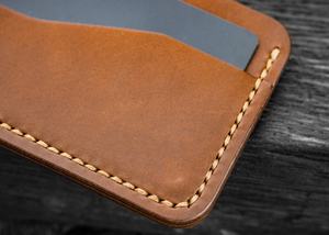 Cartera de cuero curtido hecha a mano Vintage de alta calidad, tarjetero, negro, marrón, mínimo, para uso diario, tarjetas de regalo - Product Image 2