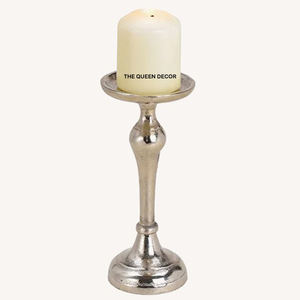 Accesorios de Iluminación para el Hogar y Hoteles, Portavelas con Acabado Plateado Brillante, Forma Redonda, el Más Solicitado - Product Image 1