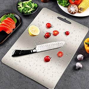Tabla de cortar portátil de doble cara para cocinar al aire libre, de acero inoxidable de grado alimenticio, utensilio de cocina, en oferta. - Product Image 5