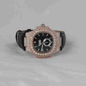 Colección de Relojes de Lujo para Hombre de Calidad Estándar, 42 mm, Claridad VVS, Corte Redondo, Totalmente Adornados con Diamantes Moissanite - Product Image 1