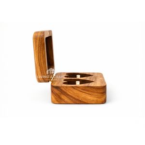 Caja de Anillos de Madera Hecha a Mano, Grabado Personalizado, Soporte Doble para Anillos de Boda, Regalo Ecológico para Propuesta de Matrimonio - Product Image 2