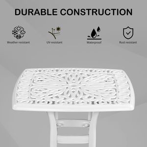 Tavolo Quadrato e Tavolino Laterale in Alluminio Pressofuso per Esterni, Elegante Set da Bar o Cocktail per Patio, Giardino o Bordo Piscina - Product Image 6