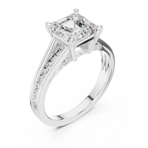 Anillo de Compromiso Unisex de Lujo con Diamante Cultivado en Laboratorio con Corte Asscher y Certificación GRA, Elaborado en Oro Blanco Sólido de 14k - Product Image 4