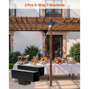 Kit Pergola a T Fai-da-te per Lavorazione del Legno, Confezione da 2, 4x4 (Misura Reale 3.5x3.5 Pollici), Staffa a 3 Vie per Gazebo, Kit Staffa Pergola con Rivestimento e Viti - Product Image 3