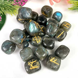 Offre Spéciale 25 pièces meilleure qualité Labradorite Rune ensembles cristaux de guérison sculptés gravés pierres dégringolées AGATE pierres précieuses Souvenir - Product Image 3