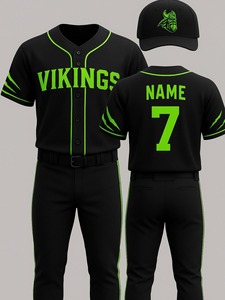 Men's Sublimated Baseball Jersey Yellow Black Striped V-Neck Short Sleeve Moisture Wicking Polyester Team Logo Front - Product Image 4
