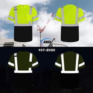 เสื้อยืดแขนสั้นสะท้อนแสงแบบสองสี คอกลม สำหรับงานนิรภัย ราคาโรงงาน ขายส่ง - Product Image 2