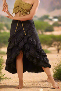 Falda Asimétrica Hecha a Mano con Volantes, Estilo Tribal Fusion, Boho, Gitana, para Mujer, Ideal para Festivales - Product Image 3