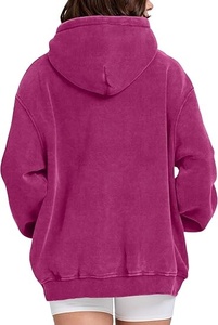 Sudadera con Capucha Extra Grande, Color Morado Sólido, Felpa Francesa, con Bolsillo, Estilo Casual, Unisex, para Otoño, Corte Regular - Product Image 3