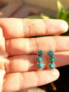 Boucles d'oreilles pendantes artisanales en argent sterling et turquoise, style bohème du Sud-ouest, bijoux pour femme, cadeau - Product Image 4