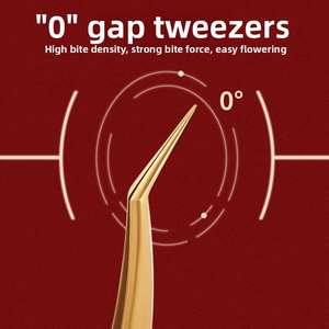 Pince à épiler professionnelle de haute précision en acier inoxydable, inclinée, antidérapante, avec clip doré, légère, manche confortable, luxe - Product Image 5