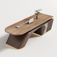 Table de bureau moderne en marbre HPL de petite profondeur, en contreplaqué de qualité E1, poste de travail exécutif pour intérieurs commerciaux