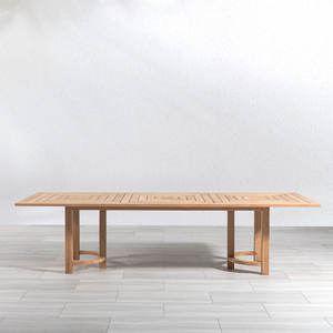Table de salle à manger extérieure en teck massif, imperméable, écologique, faite à la main, design moderne, pour villa, hôtel et resort - Product Image 3