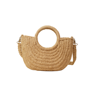 Bolso Tote de Yute Tejido a Mano con Forma de Media Luna, Bolso Cruzado para Mujer con Correa Desmontable, Venta al Por Mayor - Product Image 1