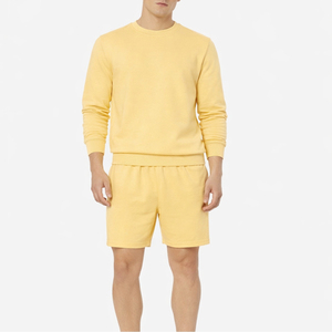 Men Custom Color Crewneck Fleece Sweatshirt <b>Shorts</b> <b>Set</b> Casual Two Piece Breathable Comfortable Lounge Activewear Outfit <b>Set</b> - Product Image 1