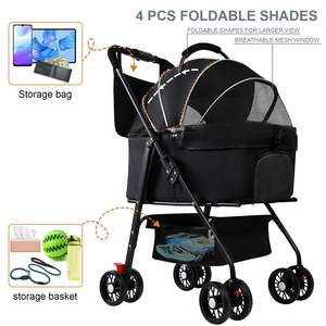 Poussette tout terrain TH-PPS-167 pour animaux de compagnie pour une utilisation en extérieur avec pneus en caoutchouc et poignée Options de taille et de couleur personnalisables - Product Image 2