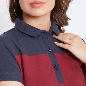 Chemises décontractées pour femmes avec impression de logo entièrement personnalisée - Tricotées 100% coton respirant, anti-plis, séchage rapide, couleur contrastée - Product Image 6