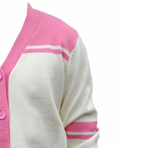 Women Acrylic Embroidered <b>Knitted</b> <b>Cardigan</b> V-Neck Full Sleeve Contrast Color Pink <b>White</b> Casual Button Front Pocket Breathable - Product Image 6