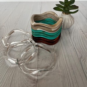 Juego de Posavasos de Resina Epoxi con Forma Irregular Artística, Transparentes, Color Verde Azulado y Marrón, Decoración para el Hogar, Técnica de Fundición - Product Image 1