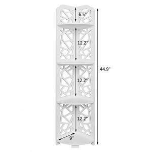 Waterproof 120 Degree Angle 4-Layer Bathroom <b>Cabinet</b> Shelf Carving Style <b>White</b> <b>Storage</b> Unit - Product Image 3