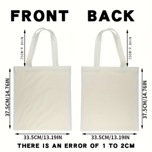 Custom Canvas Tote Bag Solid Color Large Capacity Reusable Shopping Shoulder Bag Soft-Loop Closure Outdoor Use All Seasons - Product Image 5