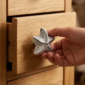 Starfish Cast Iron Cabinet <b>Knobs</b> Handles | Durable Traditional Design for Kitchen Living Room School Cabinets/<b>Drawers</b> Home <b>Decor</b> - Product Image 3
