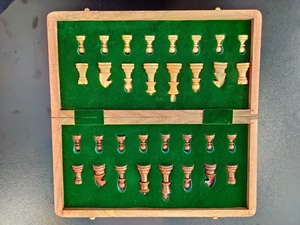Handmade <b>Wooden</b> <b>Chess</b> <b>Set</b> Carved Natural Shape Antique Art Collectible - Product Image 1