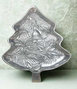 Tree-Shaped Stainless Steel Eco-Friendly <b>Decorative</b> <b>Plate</b> Engraved Floral Bell Design Modern Handmade Serving Tray for Back - Product Image 1