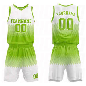 Ensemble de maillot et short de basket-ball réversible vert et blanc personnalisé pour jeunes et adultes, uniforme avec logo personnalisé pour hommes et femmes - Product Image 1