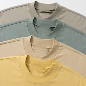 T-shirt en coton de haute qualité à manches courtes, col ample, logo personnalisé, couleur unie, 260g, été, grande taille, OEM personnalisable - Product Image 4