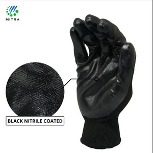Gants de sécurité de travail enduits de nitrile, couleur noire - Product Image 2