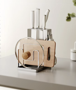 Support de rangement pour couteaux, planches à découper et couvercles de casseroles en acier inoxydable 304 pour comptoir de cuisine - Product Image 1