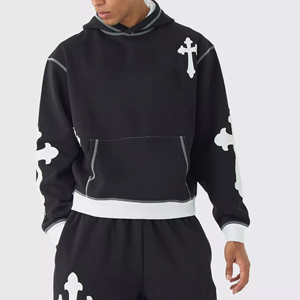 Premium Lightweight 100% Cotton Printed Hoodie Pants Stylish Streetwear Design Solid Color Breathable Customizable Printing - Product Image 2