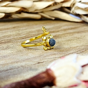 New Arrival <b>Lapis</b> <b>Rings</b> Boho Brass Jewelry Women 18k Gold Plated Dainty Swirl Wave Geometric Tribal Design Wholesale/OEM/ODM - Product Image 6