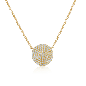 0.30 Ct. Pave <b>Disc</b> Pendant 14K <b>Gold</b> Rhodium Plated Diamond - Product Image 1