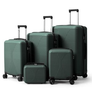 Valise à roulettes 5 en 1 en PP, sans serrure douanière TSA, vert foncé, tailles 12 pouces, 16 pouces, 20 pouces, 24 pouces, 28 pouces pour ensembles de bagages - Product Image 1