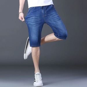 Pantalones Cortos de Mezclilla Casuales para Hombre 2026, Estilo Urbano, Elásticos, Rectos, de Algodón, Color Sólido - Product Image 3