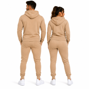 Conjunto Deportivo a Juego para Parejas OEM, Sudadera con Capucha de Algodón y Forro Polar, Corte Ajustado, Cierre Completo, Producción al por Mayor con Marca Privada - Product Image 2