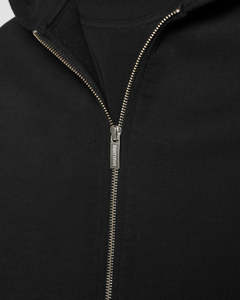 Sweat-shirts à capuche zippés en molleton French Terry 100% coton noir 485 GSM pour hommes, coupe ample et oversize, logo personnalisé, fabrication OEM, streetwear. - Product Image 4
