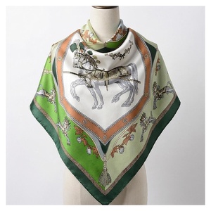 Elegant Women's <b>Square</b> Silk <b>Scarf</b> With Horse Pattern Multi-Functional Fashion Accessory All Seasons - Product Image 1