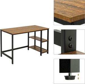 120x45cm Laptops Desk Wood Top Metal Legs - Writing Study <b>Table</b> Corner Bookshelf <b>Computer</b> Desk with Storage Shelves Only - Product Image 3
