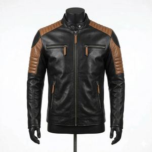 Chaquetas de Cuero para Hombre de Primera Calidad, 100% Piel de Vaca Original, Transpirables, Impermeables, Tejido de Punto, Estampado Elegante, Invierno - Product Image 1