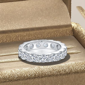 Timeless Gold Plated 925 Sterling <b>Silver</b> Moissanite <b>Eternity</b> <b>Ring</b> for Women Luxury Wedding Jewelry Gift - Product Image 2