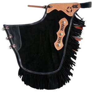 Custom Western Horse <b>Chaps</b> <b>Cowboy</b> Chinks with Fringe Leather Protection Apron for Riding - Product Image 1