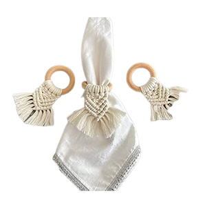 Anneau de serviette en macramé avec logo personnalisé, fait main, décoration de table de Noël pour table à manger et décoration de mariage, tapis de serviette - Product Image 2